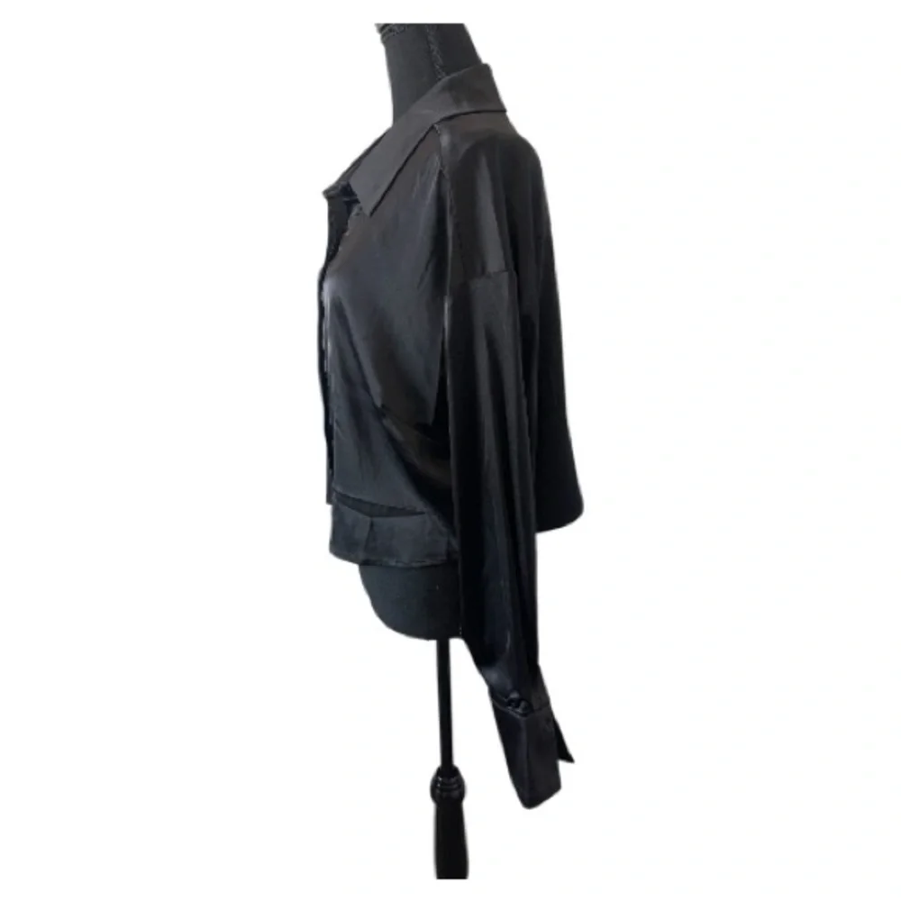 Walter Baker Satin Cropped Button-Down Blouse | Size XL l Poshmark - Picture 8 of 10